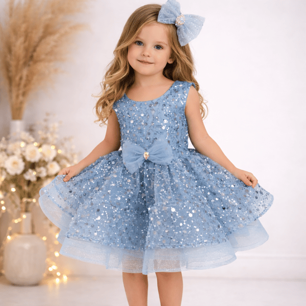 Pullu Kalın Askılı Bebe Kısa Abiye