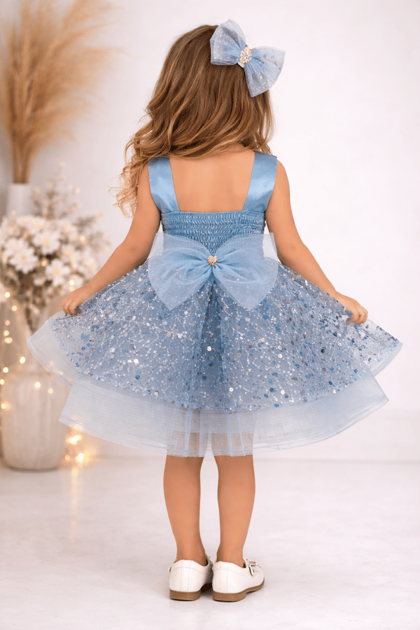 Pullu Kalın Askılı Bebe Kısa Abiye