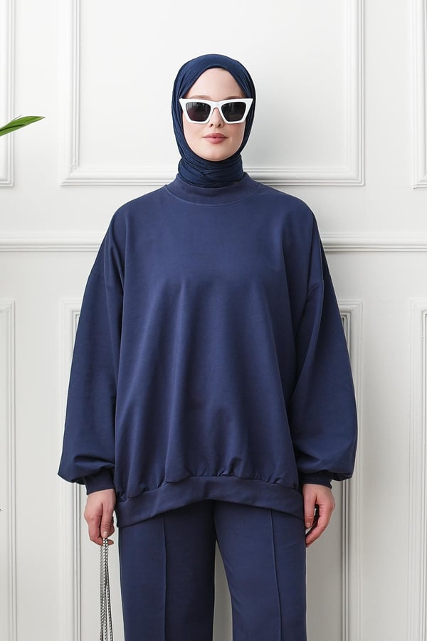 Bol Sweat Pantolon Takım - Lacivert kadın giyim ürün görseli Arzestore