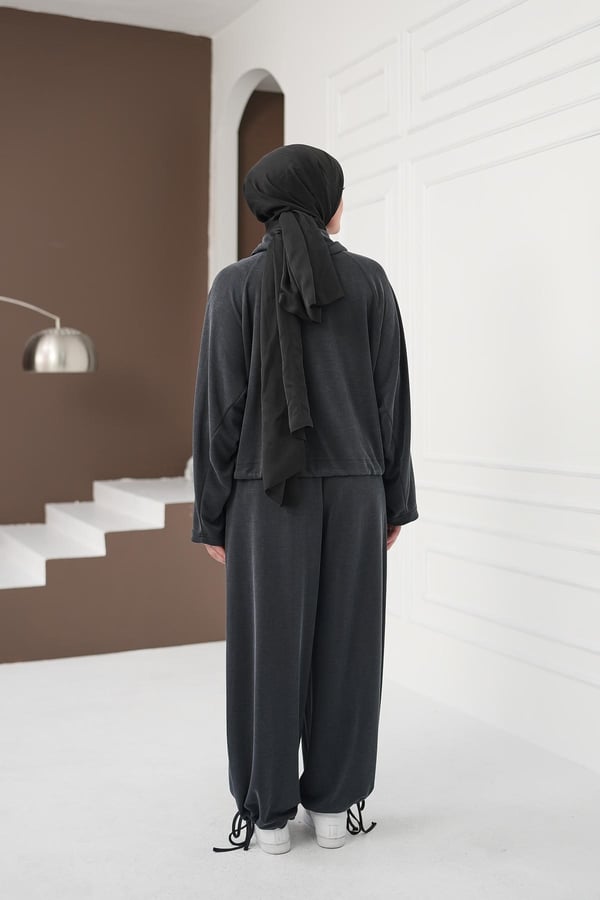 Büzgü Detaylı Pantolon Takım - Siyah kadın giyim ürün görseli Arzestore