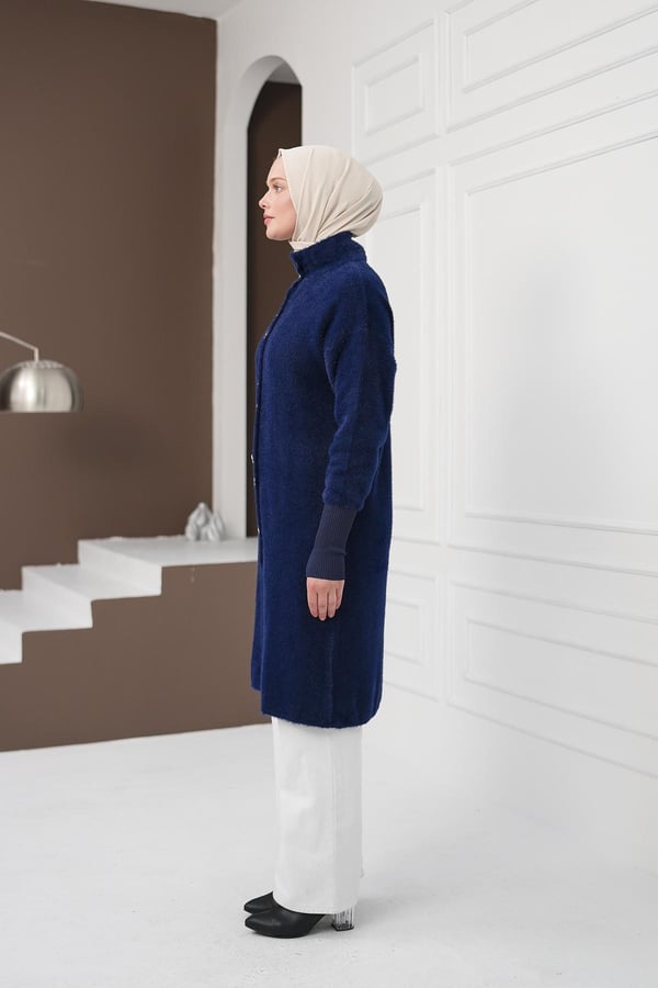 Düğmeli Yumoş Hırka - Lacivert kadın giyim ürün görseli Arzestore