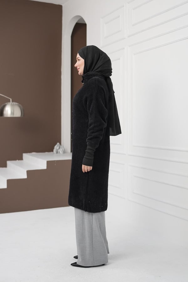 Düğmeli Yumoş Hırka - Siyah kadın giyim ürün görseli Arzestore