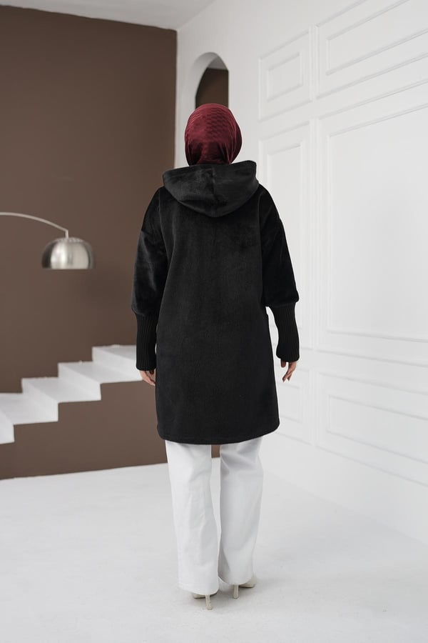 Fermuarlı Cepli Fox Hırka - Siyah kadın giyim ürün görseli Arzestore