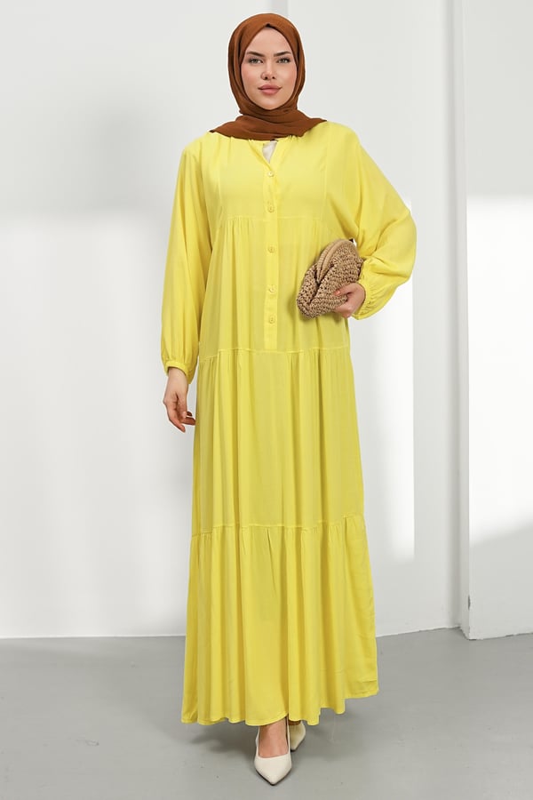 Kat Kat Salaş Elbise - Sarı kadın giyim ürün görseli Arzestore