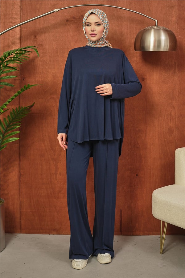 Lacivert Oversize Kesim İkili Tesettür Takım kadın giyim ürün görseli Arzestore