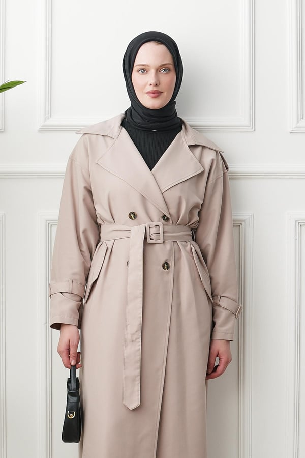 Oversize Trençkot - Bej kadın giyim ürün görseli Arzestore