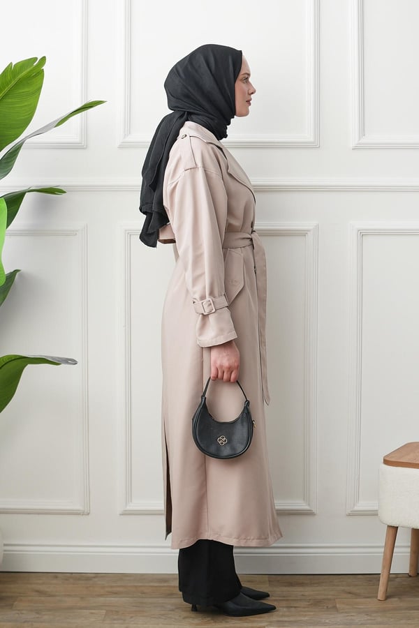 Oversize Trençkot - Bej kadın giyim ürün görseli Arzestore