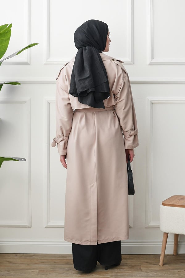Oversize Trençkot - Bej kadın giyim ürün görseli Arzestore