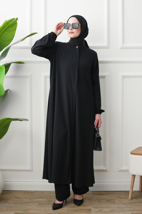 Rabia Tam Boy Pantolonlu Takım- Siyah kadın giyim ürün görseli Arzestore