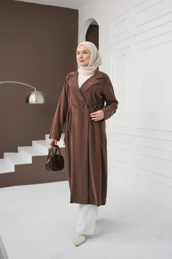 Şal Yaka İpli Tencel Kap - Acı Kahve kadın giyim ürün görseli Arzestore