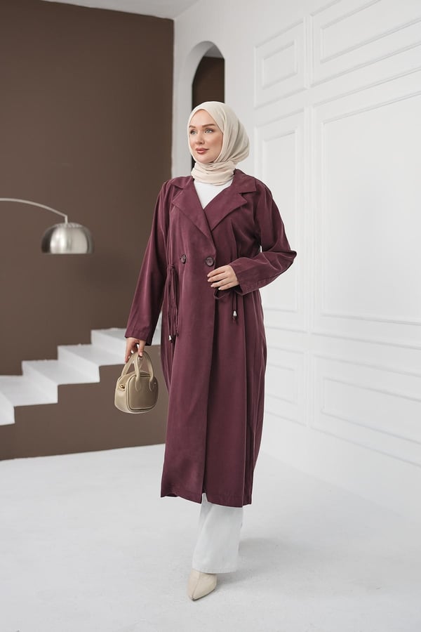 Şal Yaka İpli Tencel Kap - Gül Kurusu kadın giyim ürün görseli Arzestore