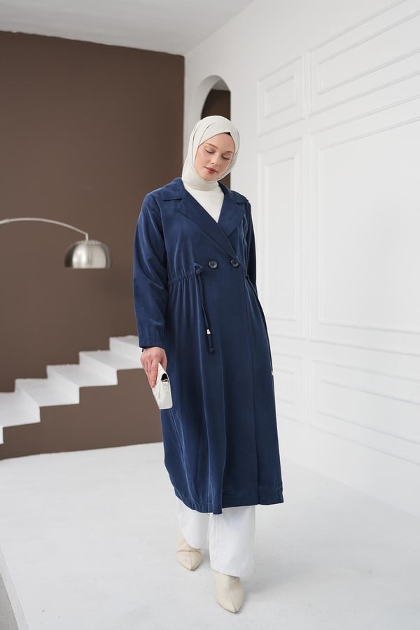 Şal Yaka İpli Tencel Kap - Mavi kadın giyim ürün görseli Arzestore