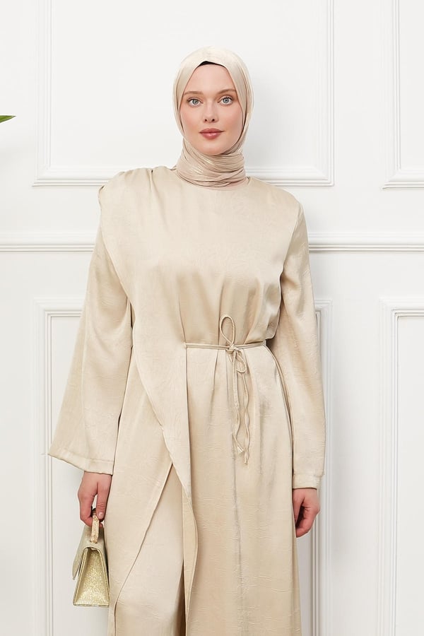 Saten Tulum Elbise - Bej kadın giyim ürün görseli Arzestore