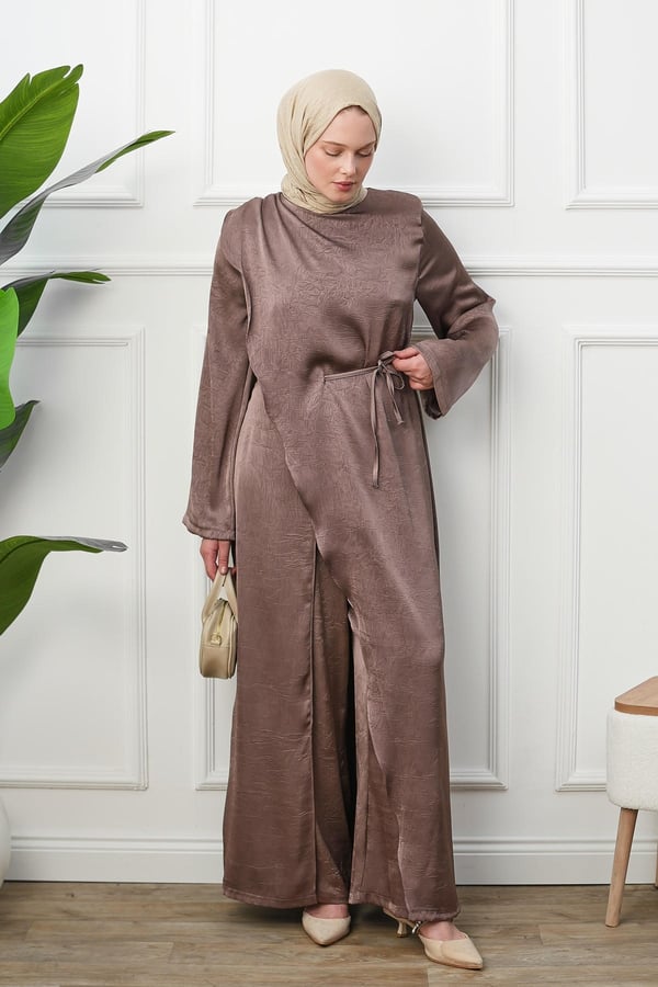 Saten Tulum Elbise - Kahverengi kadın giyim ürün görseli Arzestore