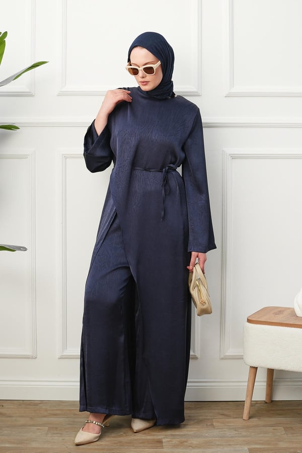 Saten Tulum Elbise - Lacivert kadın giyim ürün görseli Arzestore