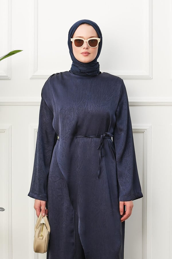 Saten Tulum Elbise - Lacivert kadın giyim ürün görseli Arzestore