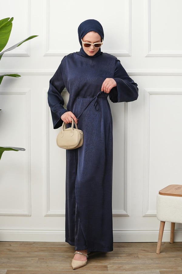 Saten Tulum Elbise - Lacivert kadın giyim ürün görseli Arzestore