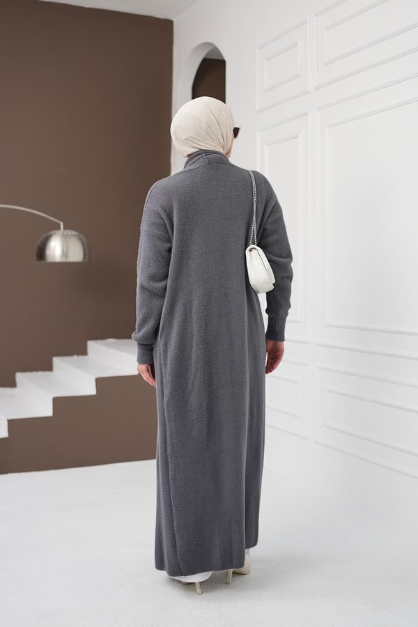 Uzun Yumoş Hırka - Gri kadın giyim ürün görseli Arzestore