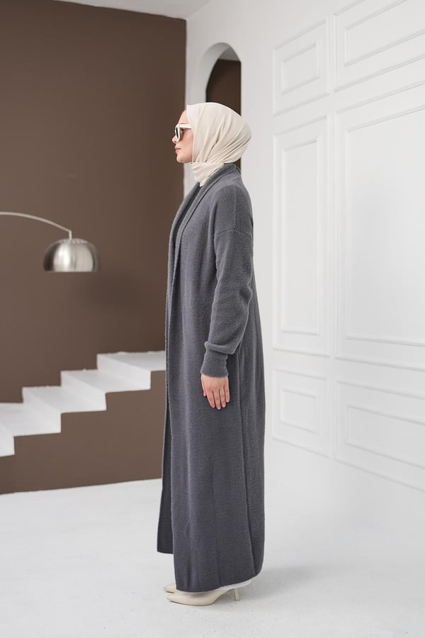 Uzun Yumoş Hırka - Gri kadın giyim ürün görseli Arzestore
