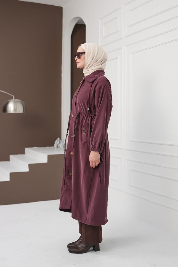 Yaka Detaylı Büzgülü Tencel Kap - Gül Kurusu kadın giyim ürün görseli Arzestore