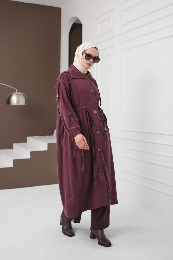 Yaka Detaylı Büzgülü Tencel Kap - Gül Kurusu kadın giyim ürün görseli Arzestore
