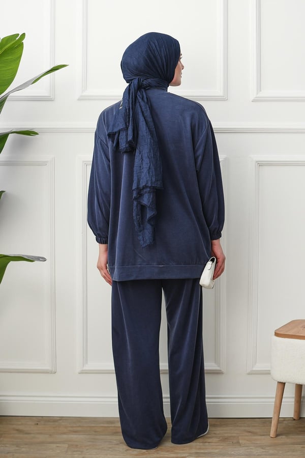 Yarım Fermuarlı Pantolon Takım - Lacivert kadın giyim ürün görseli Arzestore