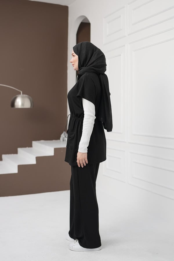 Yelekli Cepli Pantolon Takım - Siyah kadın giyim ürün görseli Arzestore