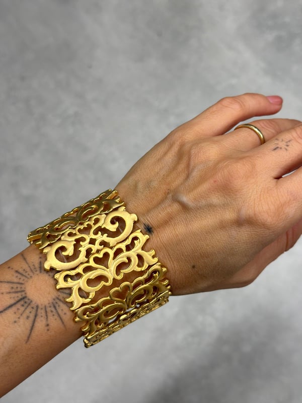 Antik Gold Kaplama Etnik Desen Bİleklik