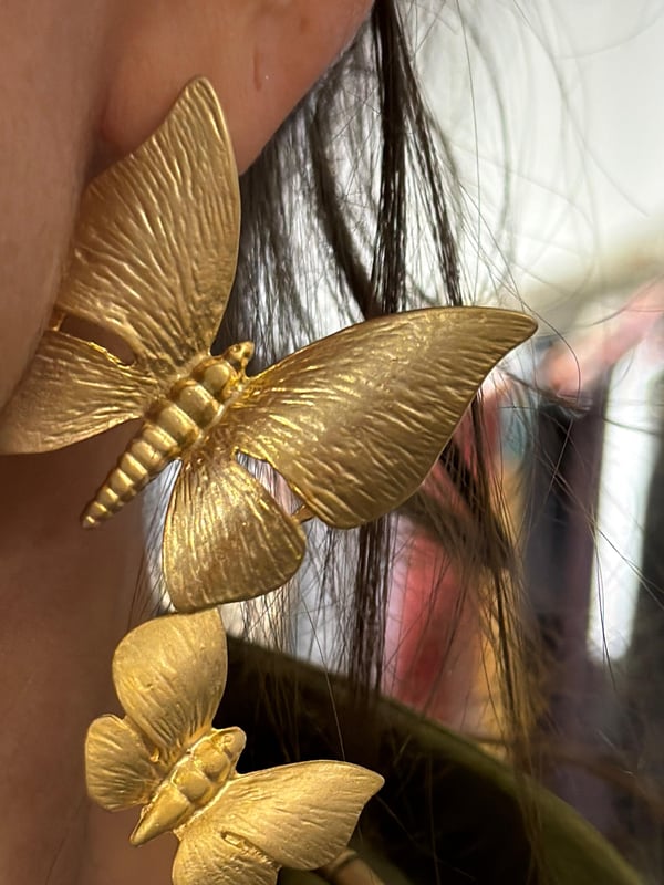 Antik Gold Kaplama Kelebek Küpe