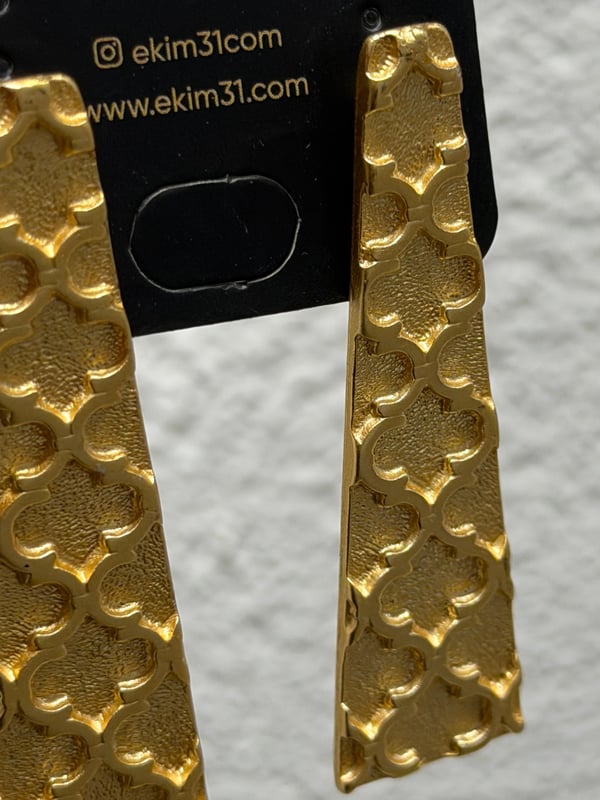 Antik Gold Kaplama Uzun Plaka Küpe