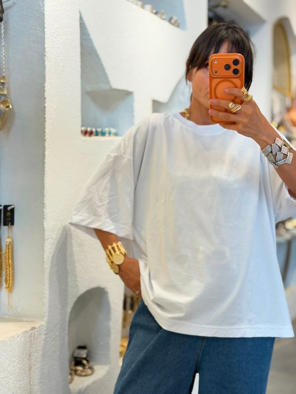 Beyaz Basic Oversize Tişört