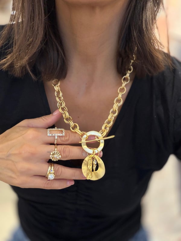 Bohem Gold Kaplama Çiçek Detay Zİncir Kolye