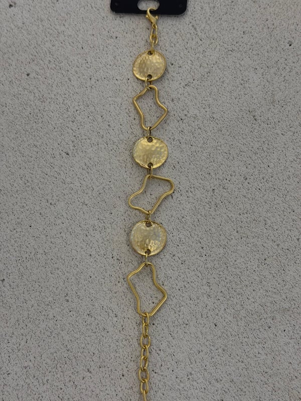 Bohem Gold Kaplama Daire ve Yamuk Detaylı Bileklik