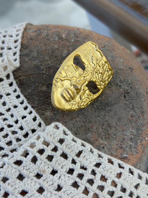 Bohem Gold Kaplama Maske Yüzük 