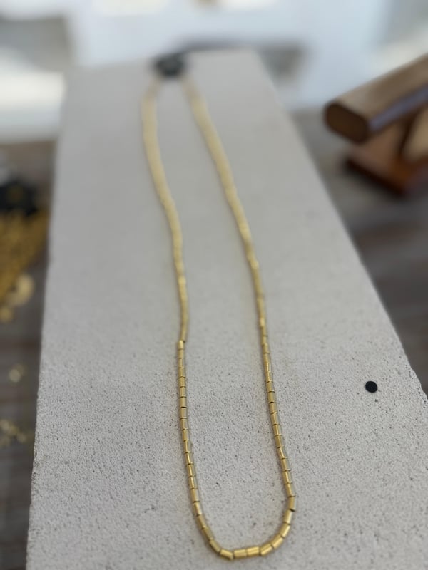 Bohem Gold Kaplama Uzun Boru Kolye