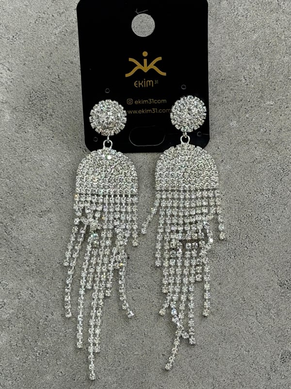 Çiçek Model Sallantılı Zircon Taş Küpe