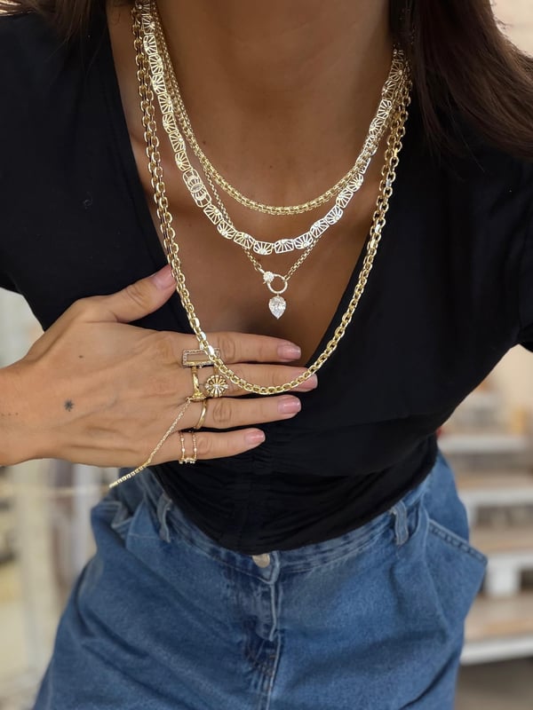 Damla Taş Model Gold Kolye