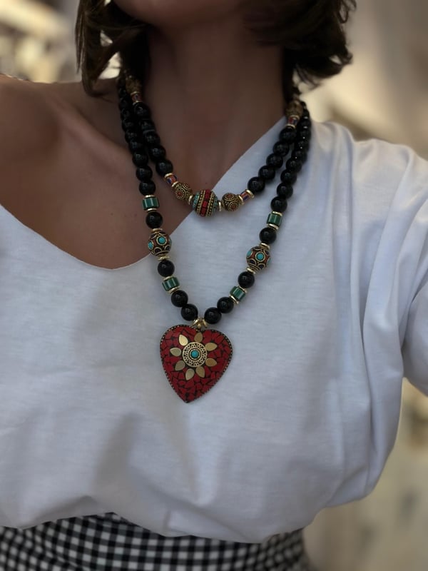 Doğal Taş Siyah Kolye