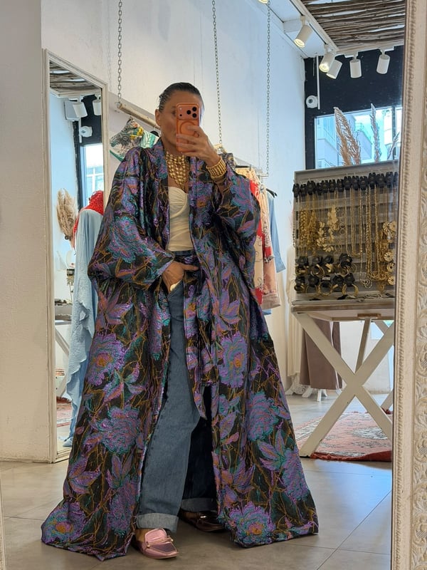 Gökkuşağı Kimono Brokar Kumaş 