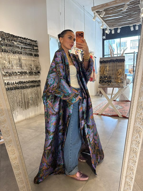 Gökkuşağı Kimono Brokar Kumaş 