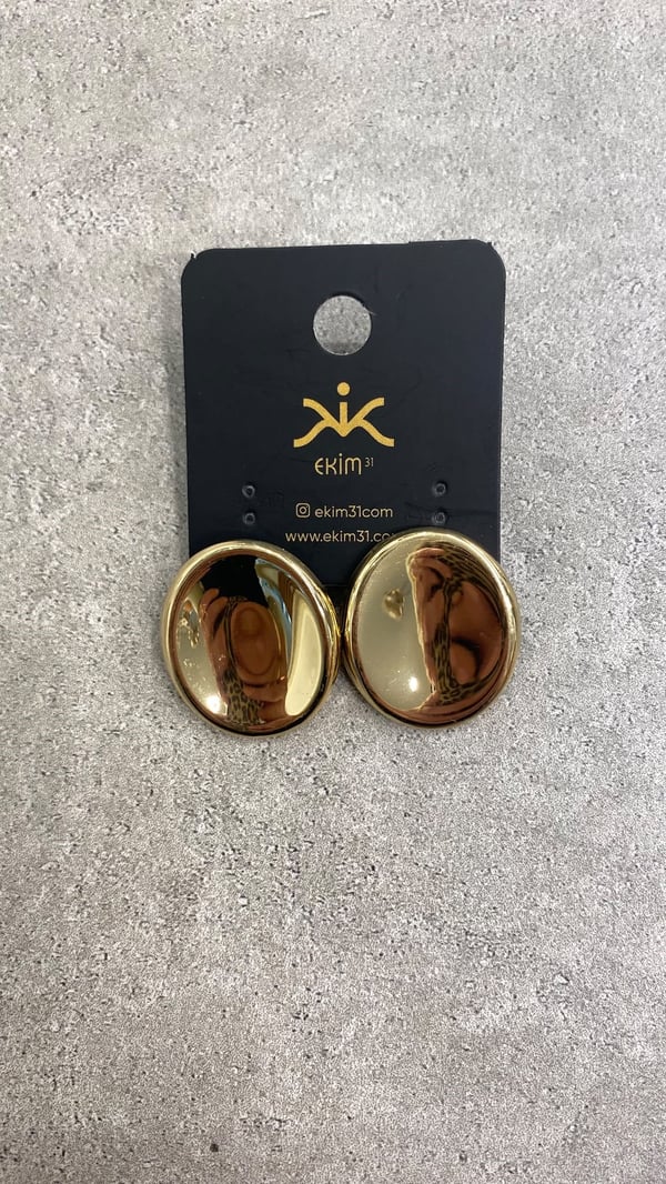 Gold Düğme Küpe