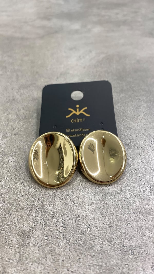 Gold Düğme Küpe