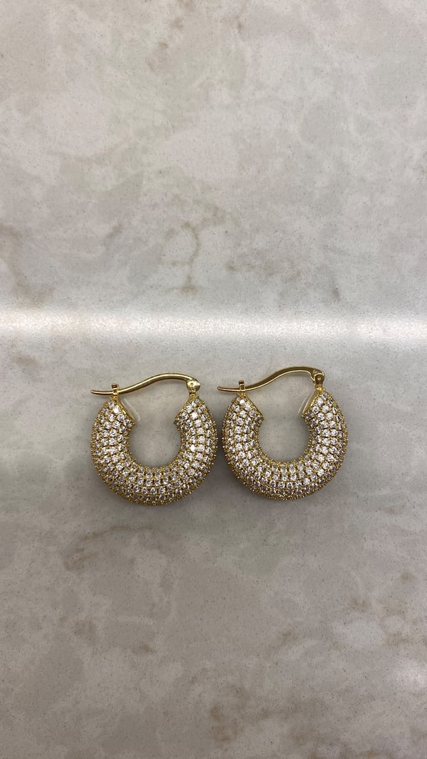 Gold Full Taş Halka Küpe