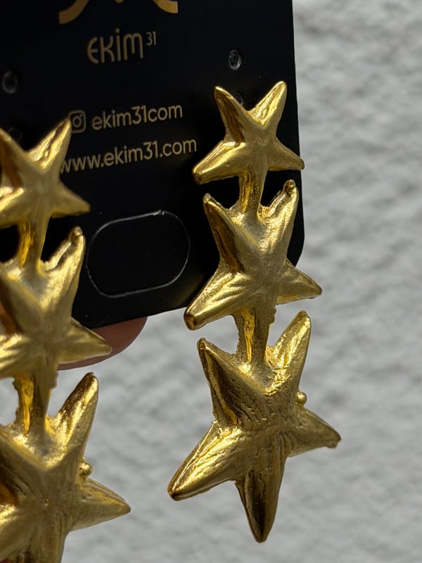 Gold Kaplama Yıldız Küpe 