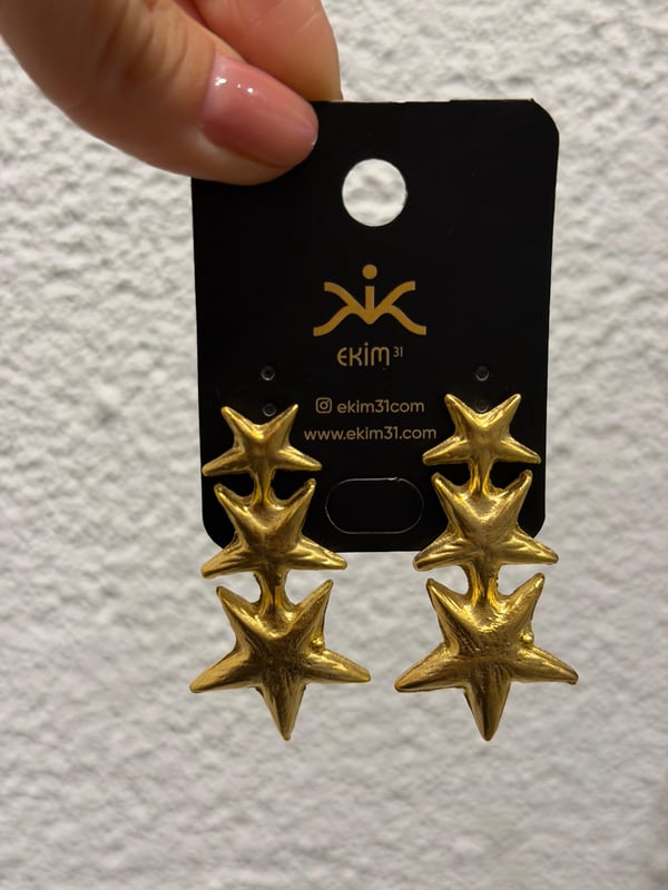 Gold Kaplama Yıldız Küpe 