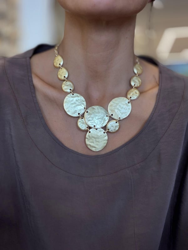Gold Plaka Antik Kaplama Kolye
