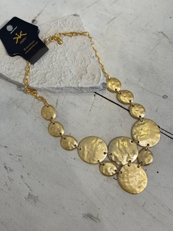 Gold Plaka Antik Kaplama Kolye