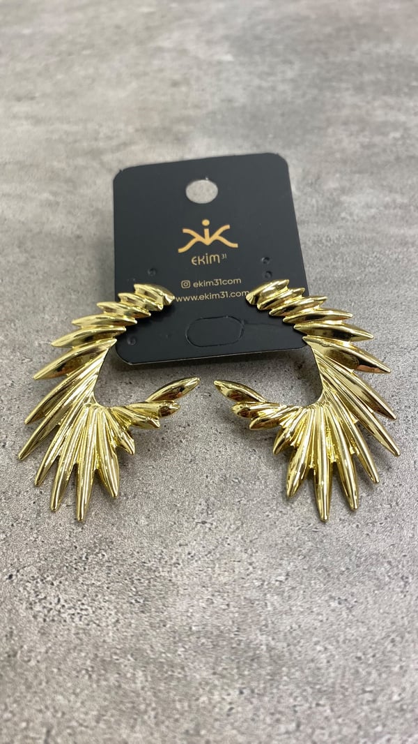 Gold Soyut Yaprak Küpe