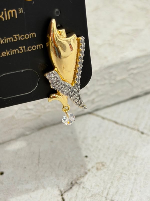 Gold Taşlı Küpe