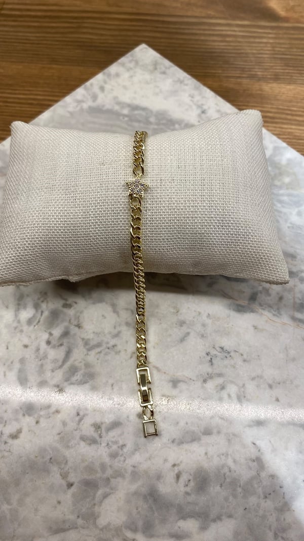 Gold Yıldız Taşlı Zincir Bileklik